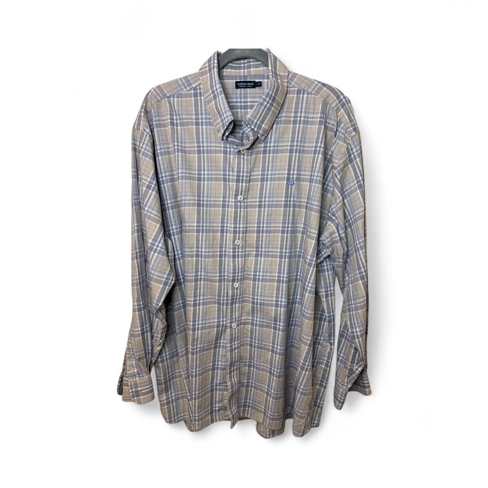 Southern Marsh Blue and Tan Plaid Casual Shirt